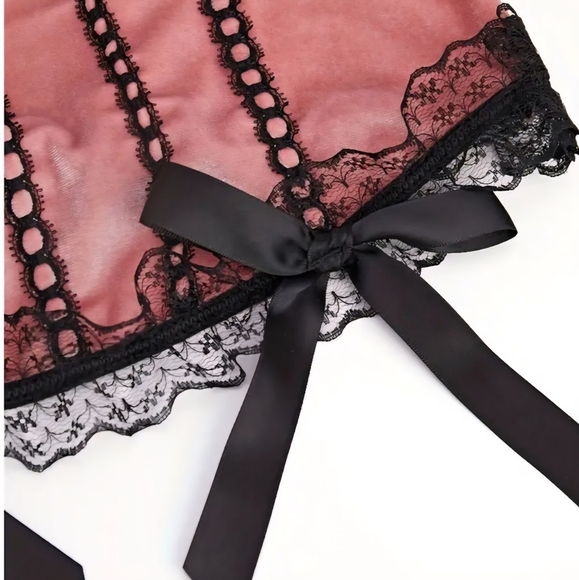 Gothic Babydoll Velvet Corset Top W Cross M-XL - Picture 5 of 7